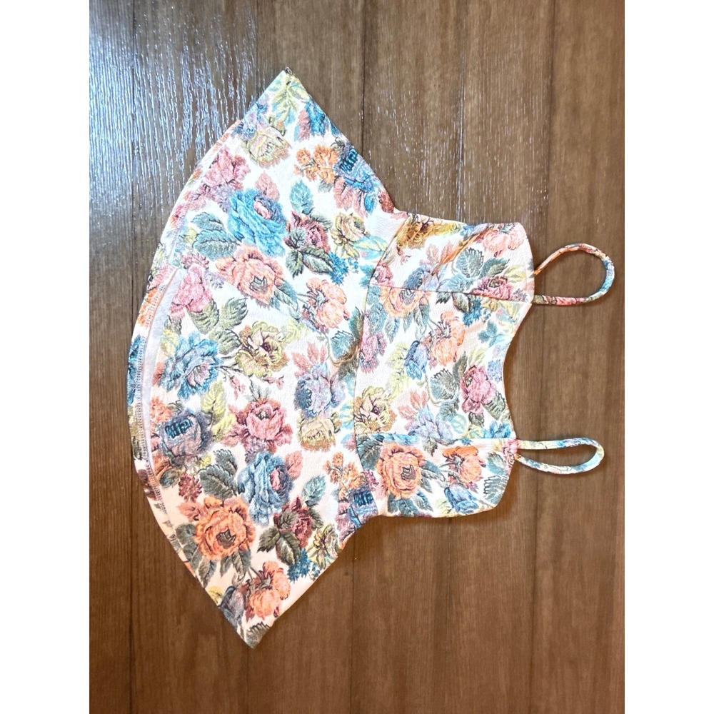 Painted Threads Floral Peplum Camisole Top Multi Color Tapestry Print Small